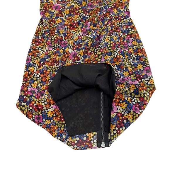 Whistles Multicolor Floral Silk Dora Bodycon Dual Zipper Dress, Size 6 - Picture 8 of 15